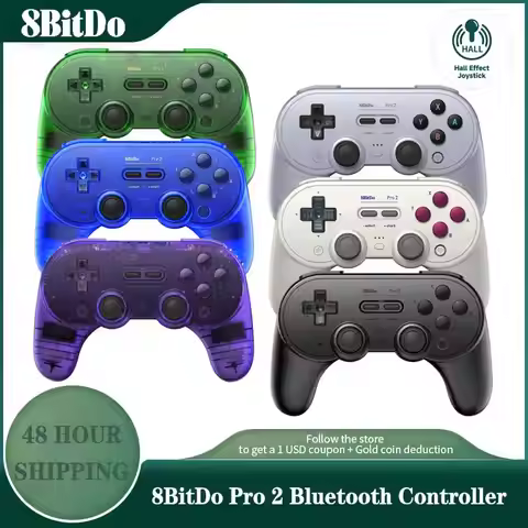 8Bitdo Pro 2 Bluetooth Gamepad Control with Hall for Switch PC macOS Android Steam Raspberry Pi Nint