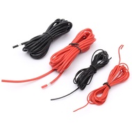 2 Pcs 3M 14/16/18/20/22/24/26 Gauge AWG Silicone Rubber Wire Cable Red + Black