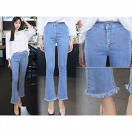 Celana Jeans wanita Highwaist cutbray