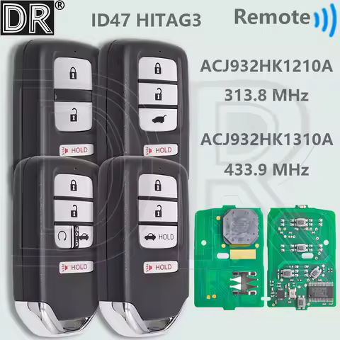 DR ID47 Chip ACJ932HK1210A 313.8MHz ACJ932HK1310A 433.9MHz Proximity Car Remote Key For Honda Accord
