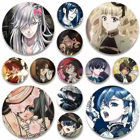 Black Butler Anime Button Pins Sebastian·Michaelis Ciel Phantomhive Cartoon Badge Round Creative Bro