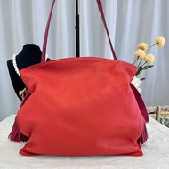 Loewe/羅意威 Flamenco 羊皮拼色流蘇福袋包