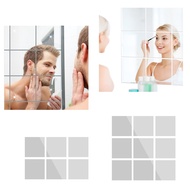 ELEGANT Mirror Wall Sticker Square Self adhesive Acrylic Mirror Tiles Stickers For Bathroom Home Decor Mural Bathroom Accessories