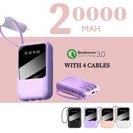 200000mAh Powerbank Mini Powerbank Built in 3 Cables Power Bank Fast Charging LED Display Portable P