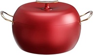 LMPN Cooking Pot, Soup pot 6L 26cm Apple Shape Enameled Cast Iron Dutch Oven with Dual Handle Suitable for All stoves, Saucepan Grill Pan Induction Cooker Gas, Kitchenware