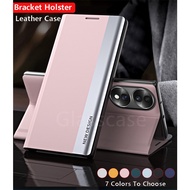 For Huawei Honor 70 Honor70 Leather Plating Flip Phone Case Bracket Shockproof Casing Protection Sta