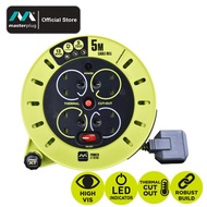 Masterplug Pro-XT 5 Meter 4 Gang 13A Cassette Reel Portable Extension PVC Cable Size 1.25mm2 H05VV-F