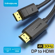 Mindpure DP to HDMI Cable 4K/30Hz 1080P Display Port to HDMI Cable For HDTV Projector Laptop Monitor