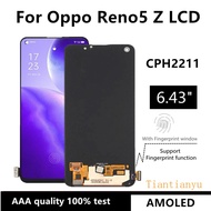 6.43'' AMOLED For Oppo Reno5 Z LCD Display Screen Touch Panel Digitizer Assembly For OPPO Reno 5Z CPH2211 Display