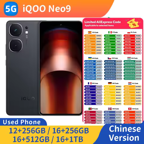 iQOO Neo9 5g 6.78in RAM 12GB/16GB ROM 256GB/512GB/1T 144HZ Screen 50MP+16MP Camera Face recognition 