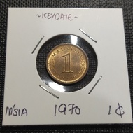 Malaysia Old Coin 1 Cent Year 1970 (Rare Keydate - Uncirculated New Condition)