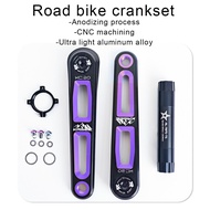 KRSEC Road Bike Crankset GXP Chainring Folding Bike Crank 3 Bolts Crankset Aluminum alloy Hollow Cra