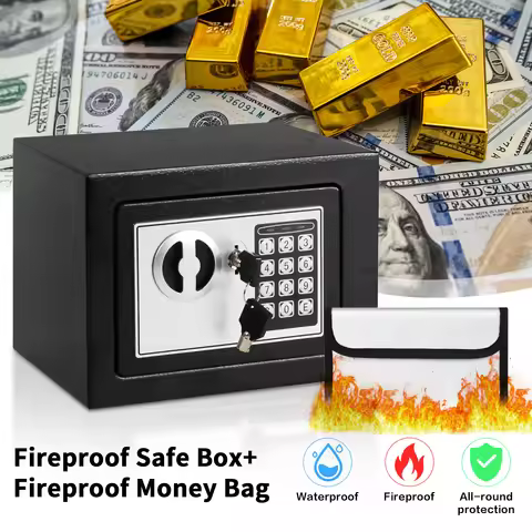 Deli 0.2 Cubic Feet Electronic Digital Safe Box, Steel Money Safe Box for Home with Fireproof Money 