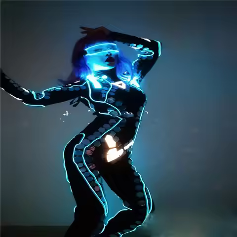 LED costume performance clothes black Party technology lens clothes, futuristic women's gogods tour 
