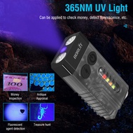 Boruit V10 LED EDC Mini UV Keychain Flashlight 650LM Magnetic Suction Type-C Charging IPX4 Waterproo