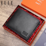 กระเป๋าสตางค์หนังแท้ ELLE HOMME สำหรับผู้ชาย กระเป๋าสตางค์แบบแบน กระเป๋าสตางค์แบบมีช่องใส่บัตรหลายช่