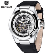 BENYAR 2025นาฬิกาข้อมือผู้ชายใหม่สำหรับกันน้ำผู้ชายหน้าปัดแบบโครงกระดูกกลวงหรูหราขนาด42มม. นาฬิกาข้อ