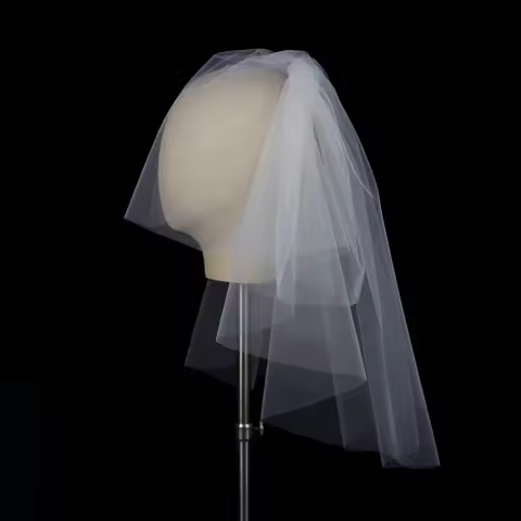 LA005 Handmade Bridal Wedding Dress Veil 2-Layer Soft Tulle Short White Brides to Be Headdress Hair 