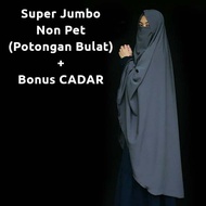 (Free Cadar) Khimar Non Pet XXXL Bulat Gratis Cadar Super Jumbo Cutting Round Hijab Kerudung Jilbab Langsung Pakai Murah Terbaru Syari