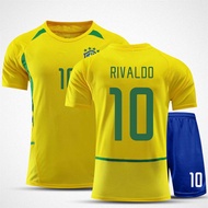 2002 Brazil team Nemar football jersey set men No. 9 Ronaldo retro adult short sleeve casual trainin