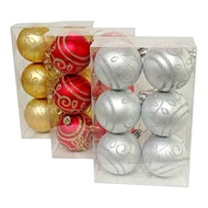 E73 Set of 6 6cm Patterned Balls for Christmas Tree Decoration