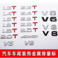 Car Sticker 3D Metal Car Sticker Car Sticker Creative Modified Displacement Tail Sticker 1.8 T2.0 T3