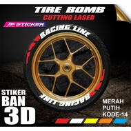 Tire Sticker / Tire Font / Tire Bomb / 3D Tire Sticker ( RACING LINE) IP STRIPING IP.KODE-14
