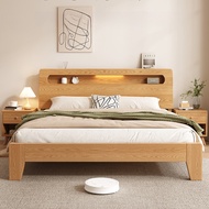 【High Quality】 Solid Wood Bed, Simple And Modern, 1.8-Meter Double Bed, 1.5-Meter Oak Storage, Renta