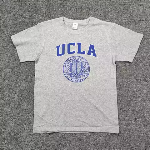 UCLA University Vintage Crest Graphic T-shirt Men Women Cotton Short Sleeve O-neck Casual Blue Gray 