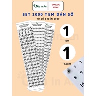 Set of 1000 painted serial number stickers from 1 to 1000 Printed Bears