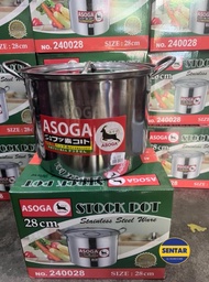 100% Original ASOGA Stainless Steel Stock Pot Soup Pot Periuk Sup 24cm / 26cm / 28cm / 30cm