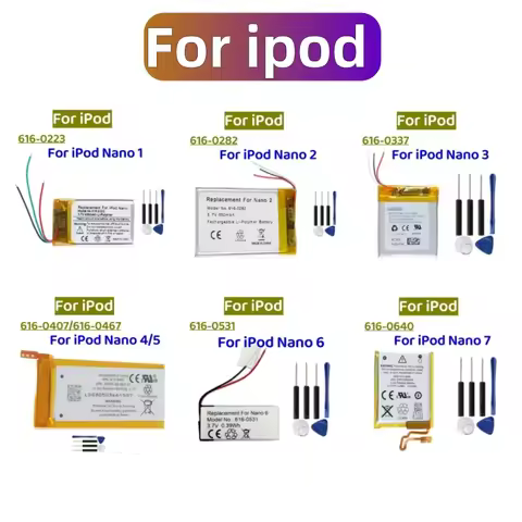 Replacement Battery 616-0223 616-0282 616-0337 616-0407 616-0467 616-0531 616-0640 For iPod Nano 1 2