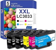 LC3033 XXL Ink Cartridges 5-Pack High-Yield Replacement for Brother Ink Cartridge LC3033 Work for MF