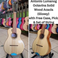 Antonio Lumanog Octavina Solid Wood Spruce-Top 14-strings w/free case, pick, & set of string