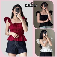 Canh Tien Linen 2-String Shirt with Full Bow, Lady's Big Elastic 2-String Shirt - HiShine.