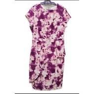 Isetan Cultivation Basic Office Wear Elegant Purple Floral Peplum Dress