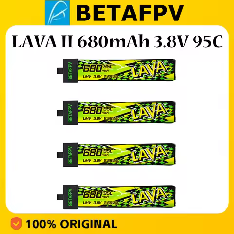BETAFPV LAVA II 680mAh LiHV 3.8V 1S 95C Battery BT2.0 Plug for Air75, Meteor75 Pro O4 New 2025 4PCS/