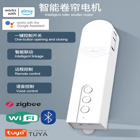 Tuya WiFi Bluetooth Zigbee Smart Motorized Chain Roller Blinds Remote Voice Control Shade Shutter Dr