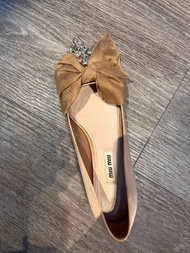 Miu Miu flats 蝴蝶結鑽石 平底鞋 尖頭鞋