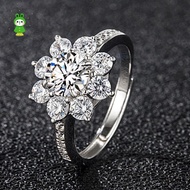 Sunflower Halo Moissanite Engagement Ring 1ct Round Cut Promise Ring