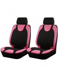 4入組粉紅色汽車座椅套設置,安全氣囊兼容通用適配萬用車用坐墊保護套,防污汽車配件女性專用新設計
