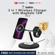 [FAST SHIP] Belkin 3-in-1 Wireless Charger with MagSafe 15W (Black/White)