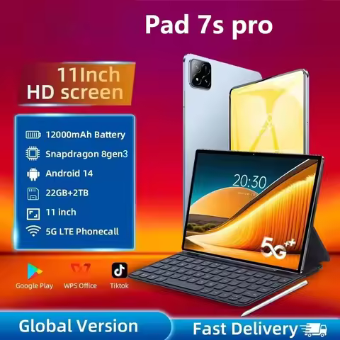 Original Pad 7s pro 2025 Android 14 Tab Tablets Snapdragon 8 Gen 3 22GB+2TB 5G Dual SIM 11 Inch Tabl
