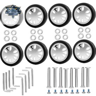 8pcs Luggage Wheels Replacement Kit,Dia 2in/50mm Thick 0.47in/12mm Resistant Rubber Mute Caster Repl