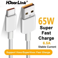 HdoorLink Oppo 6.5A Type-C Quick Charger Cable 65W Super Flash Charge USB Cord Support VOOC Fast Charging Cables