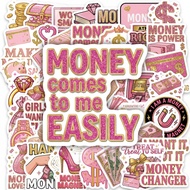 50PCS Pink Currency Stickers For Kids Cartoon Coin Money Laptop Graffiti Waterproof Sticker