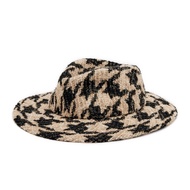 Chanel Beige, Black and Silver Houndstooth Tweed Fedora Hat Size L, 2019