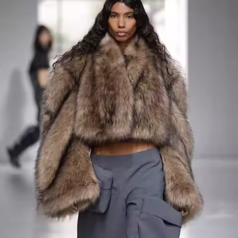 Imitation ermine fur short coat female retro fashion fashion small autumn and winter design sense tw