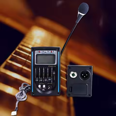 LC-5 5 Band Acoustic Guitar Preamp EQ Equalizer Pickup Tuner System with Micro Phone Pickup for Acou