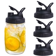 Mason Jar Lids - 4 Pack Canning Lids Flip Cap Lids with Leak-Proof Seal Storage Caps with Easy Pour Spout for Wide Mouth Mason Jars Ball Jars Canning Jars (Jars Not Included)